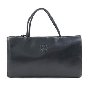 LOEWE Anagram Leather Calfskin Shoulder Leather Handbag Black Gold